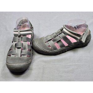 JBU Womens Olympia Water Ready Sandals 7.5 Textile/Vegan Upper Gray/Pink